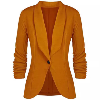 Γυναικείο σακάκι σε στυλ κοστουμιού, εφαρμοστό, γιακά κοστουμιού, μακριά μανίκια, βαμβακερό ύφασμα