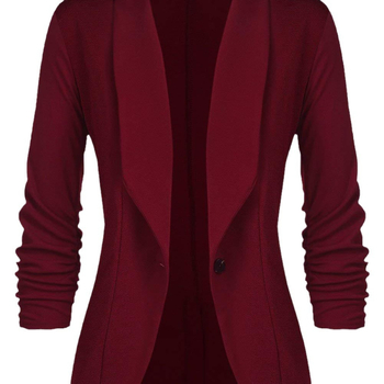 Γυναικείο σακάκι σε στυλ κοστουμιού, εφαρμοστό, γιακά κοστουμιού, μακριά μανίκια, βαμβακερό ύφασμα