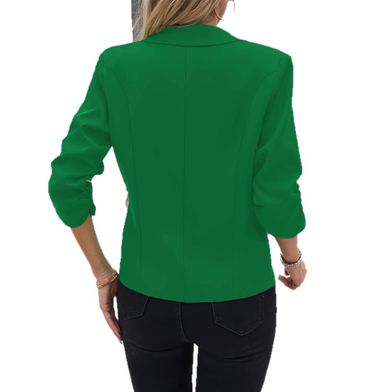 Sievietes šiks žakete ar apkakli, vienu pogu priekšējā aizdare, 3/4 piedurknēm, poliester