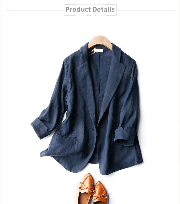 Sieviešu bleizers ar 3/4 garuma piedurknēm, žaketes apkakle, viena pogas aizdare; poliesterā audums, garums 50–65 cm