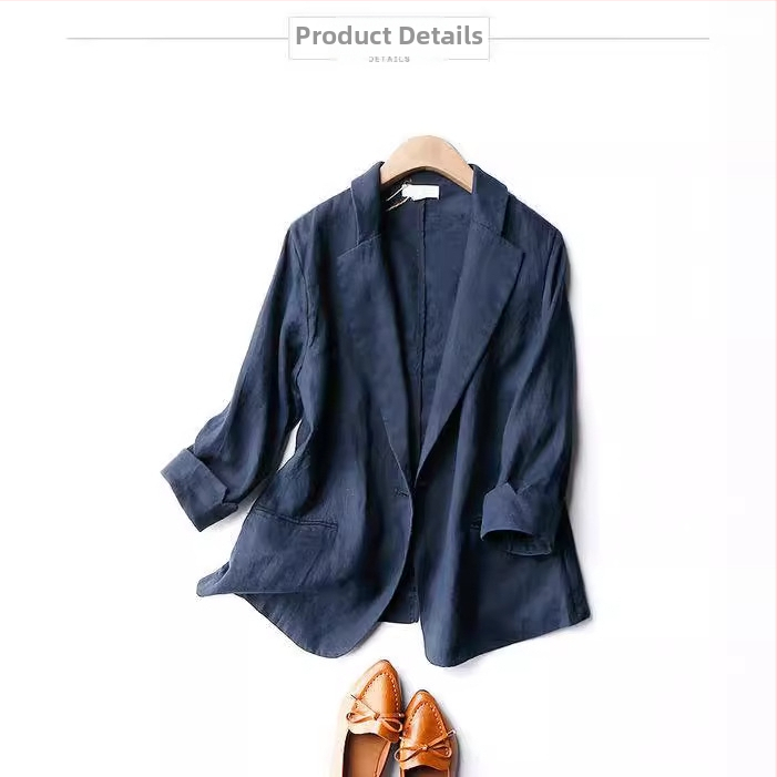 Дамски блейзър с три четвърти ръкав, сако-яка, едно копче; полиестерна материя, дължина 50–65 см