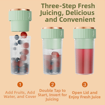 Nešiojamas įkraunamos sultų puodelis su įdėta baterija, 200W, 12000 rpm, 6 peilių galvutė, talpa 401–600 ml