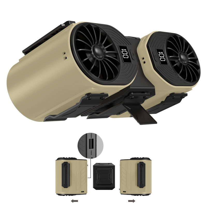 Kézi ventilátor USB-töltéssel, brushless motor, 6 sebességfokozat, beépített 2000-4000 mAh akkumulátor, 5 lapát