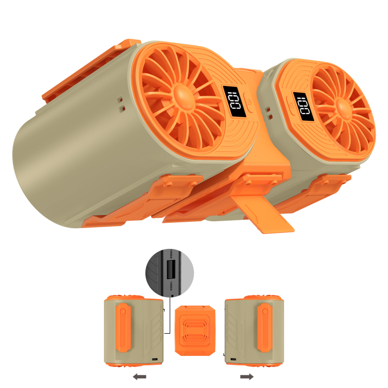 Kézi ventilátor USB-töltéssel, brushless motor, 6 sebességfokozat, beépített 2000-4000 mAh akkumulátor, 5 lapát