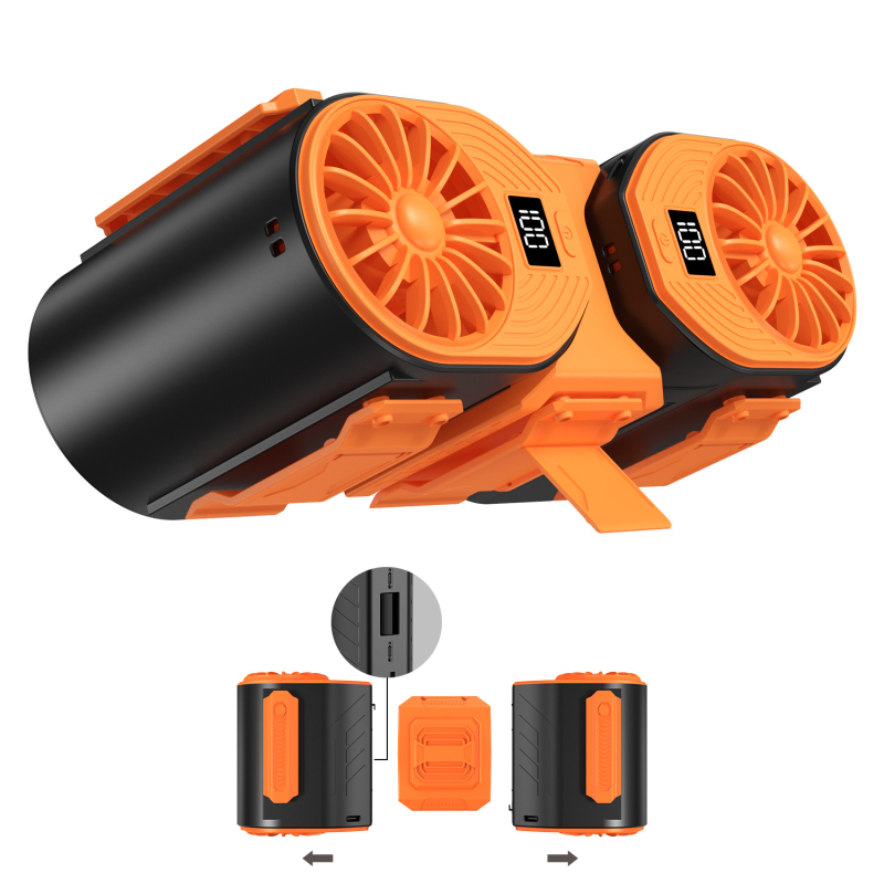 Kézi ventilátor USB-töltéssel, brushless motor, 6 sebességfokozat, beépített 2000-4000 mAh akkumulátor, 5 lapát