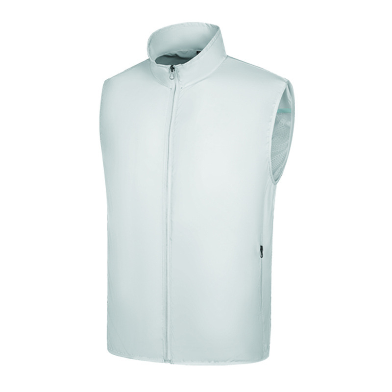 Liemenė su saulės apsauga ir ventiliatoriaus aušintuvu, lauko liemenė vyrams (žvejyba, statybos) – 100% acetato pluoštas mišinyje