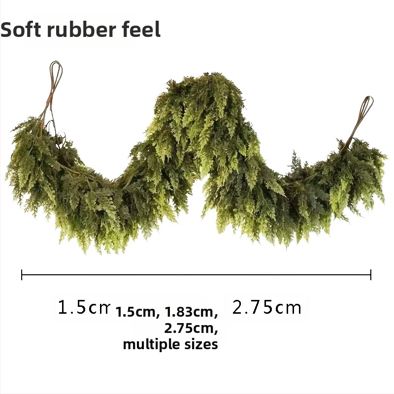 Ziemassvētku sienas skapim dekorācija Norfolk Pine Rattan — PE mīksta līme, mīksta plastmasas liešana, sērija Christmas Cane, pielāgojama garums un blīvums