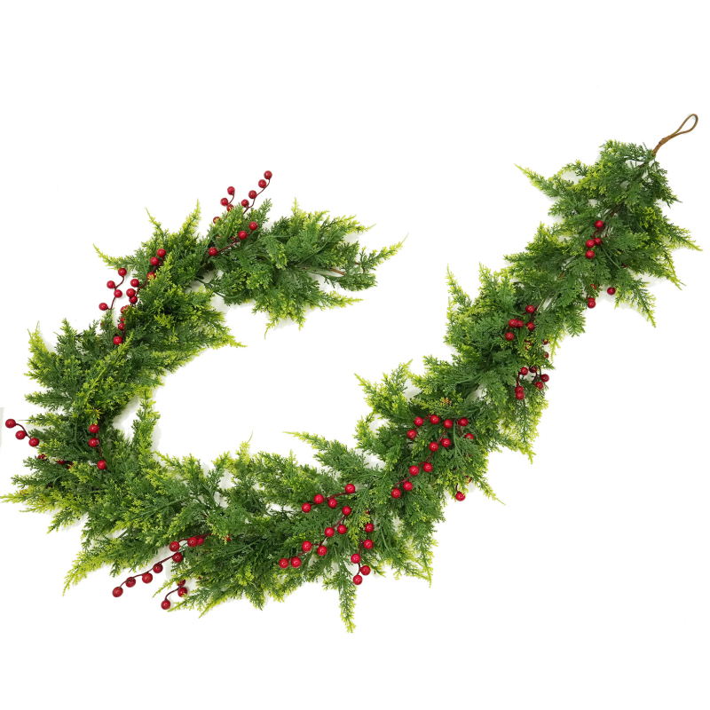 Χριστουγεννιάτικη κρεμάστρα διακόσμησης ντουλαπιού: Norfolk Pine Rattan — PE μαλακό κόλλα, μαλακή χύτευση πλαστικού, σειρά Christmas Cane, προσαρμοσμένο μήκος και πυκνότητα