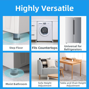 Ανυψωτικό πάτωμα-βάση πλυντηρίου — αντιολισθητικό, αποσβεστή κραδασμών, με ρύθμιση ύψος, χωρίς εγκατάσταση (Υλικό: Πλαστικό; Ρύθμιση ύψους; Αντιολισθητικό; Αντιδονητικό)