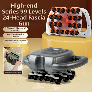 Fascių masažierius su LCD ekranu, 6+ antgaliai, įmontuota baterija, 5+ greičiai, žemas triukšmo lygis 36–45 dB