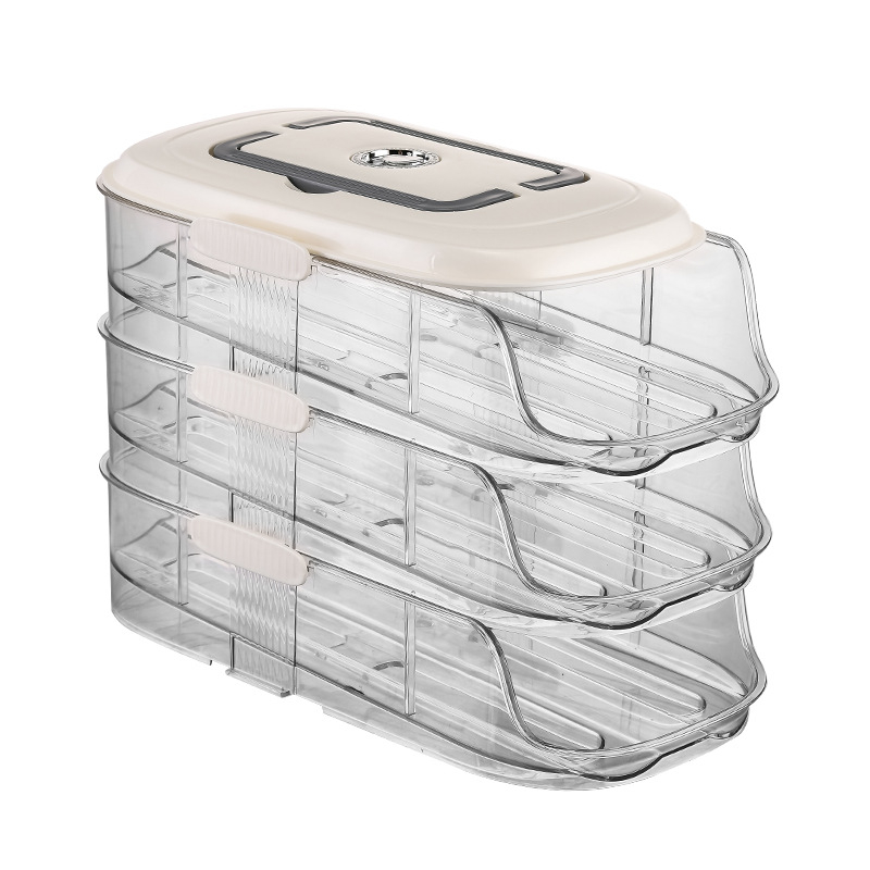 Държач за яйца за хладилник с въртящ се механизъм, многослоен, автоматичен, пластмасов, за страничната врата