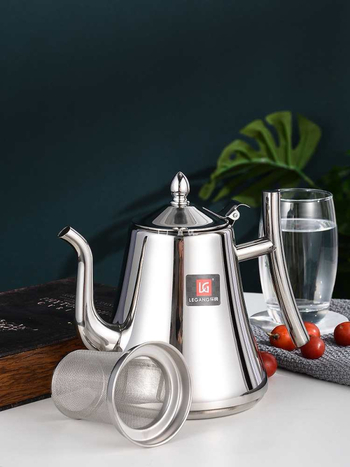 Τσαγιέρα από ανοξείδωτο ατσάλι με φίλτρο, συμβατή με εστίες επαγωγής, για οικιακή/ξενοδοχειακή χρήση