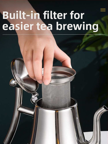 Τσαγιέρα από ανοξείδωτο ατσάλι με φίλτρο, συμβατή με εστίες επαγωγής, για οικιακή/ξενοδοχειακή χρήση