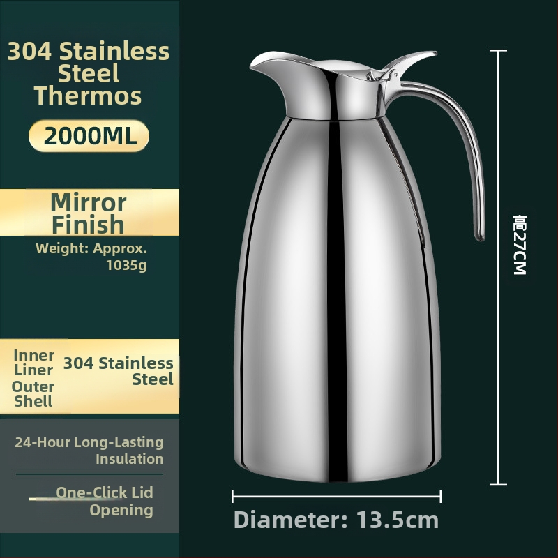 Termosas buteliukas su vakuumine izoliacija, vidus ir išorė – 304 nerūdijantis plienas, rankena iš 304 lydinio, lengvas prabangaus dizaino, su spausdintu logotipu, suderinama su ES indaplovėmis, 12-24 val. izoliacija