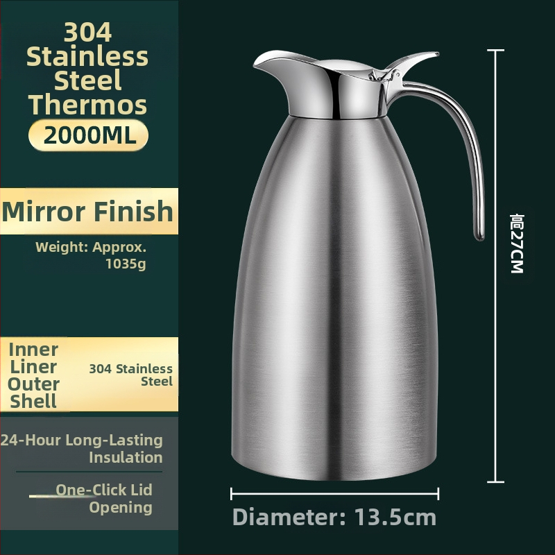 Termosas buteliukas su vakuumine izoliacija, vidus ir išorė – 304 nerūdijantis plienas, rankena iš 304 lydinio, lengvas prabangaus dizaino, su spausdintu logotipu, suderinama su ES indaplovėmis, 12-24 val. izoliacija