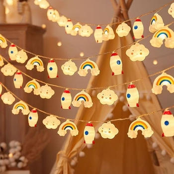 LED αλυσίδα για παιδικό δωμάτιο με ουράνια σύννεφα και αστέρια, 20 LED, 3000K, τροφοδοσία με μπαταρίες