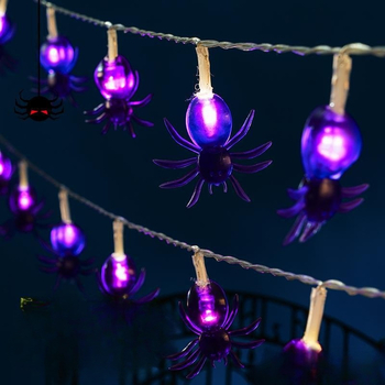 Halloween LED φωτεινή αλυσίδα με κρανίο, αράχνη και κρεμαστή κολοκύθα, 110V, 10 LED, 4000 lm, 2500K, IP43