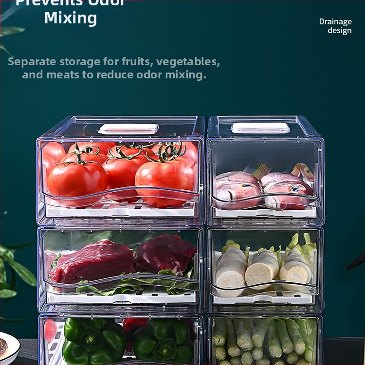 Кутия за съхранение в хладилник с чекмедже – материал: коприна; внос; марка: Други; без лого; стил: Общ