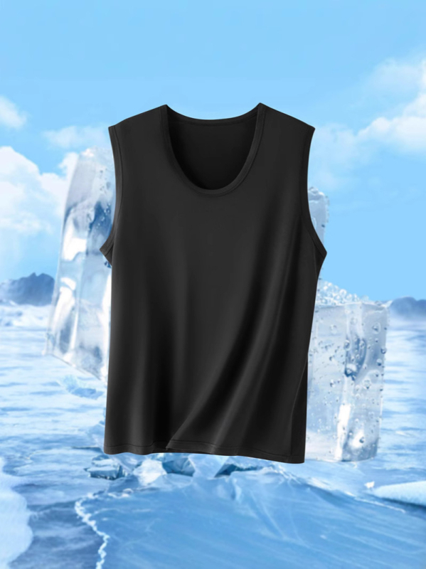 Pánske športové tielko z Ice Silk látky, voľný strih, 91–95% polyester, tenký materiál