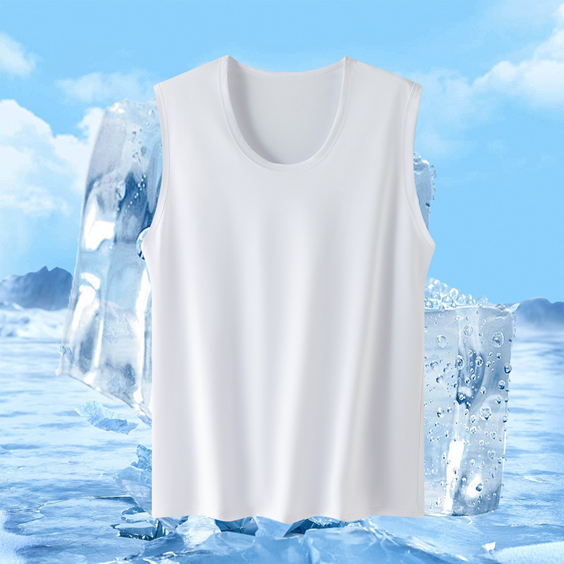 Pánske športové tielko z Ice Silk látky, voľný strih, 91–95% polyester, tenký materiál