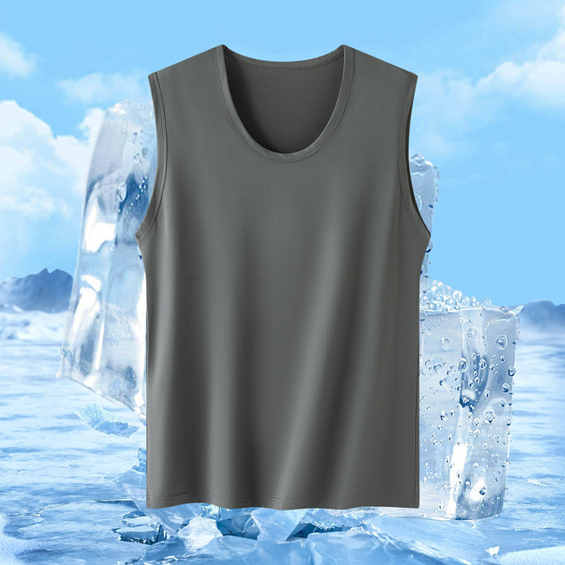 Pánske športové tielko z Ice Silk látky, voľný strih, 91–95% polyester, tenký materiál