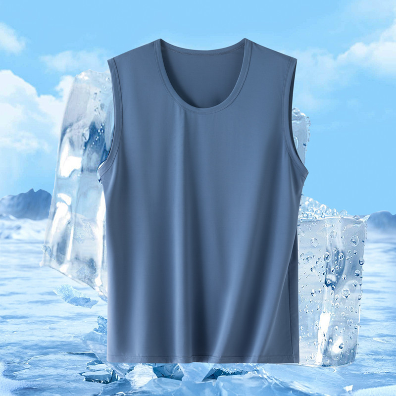 Pánske športové tielko z Ice Silk látky, voľný strih, 91–95% polyester, tenký materiál