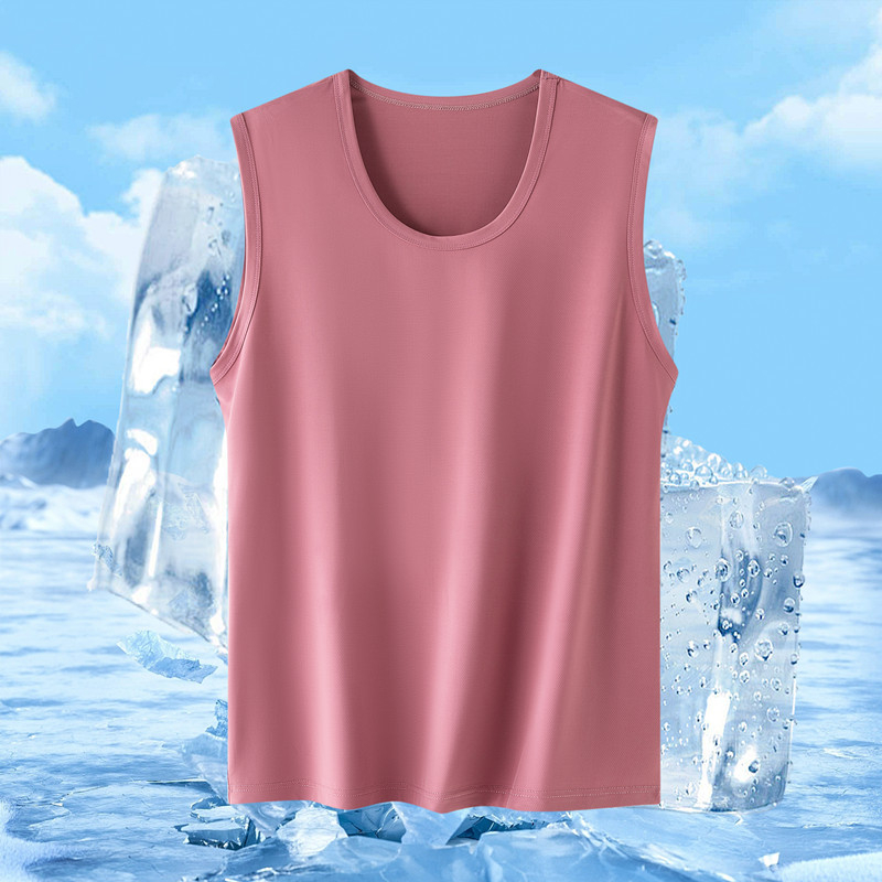 Pánske športové tielko z Ice Silk látky, voľný strih, 91–95% polyester, tenký materiál