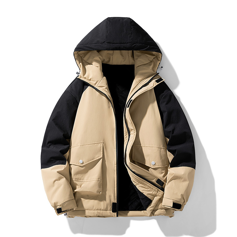 Vyrinė gobtuvinė striukė iš tankaus poliesterio, ilgomis rankovėmis, įprasto ilgio, užtrauktukas