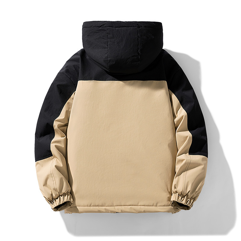 Vyrinė gobtuvinė striukė iš tankaus poliesterio, ilgomis rankovėmis, įprasto ilgio, užtrauktukas