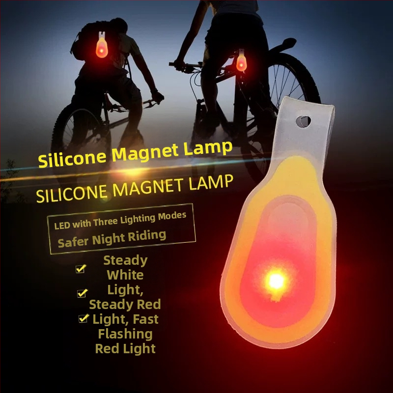 LED силиконова магнитна лампа за клипс – батерийно захранване, LED светлина, ръчно задвижване, обхват до 50 м, за туризъм, къмпинг и нощно колоездене