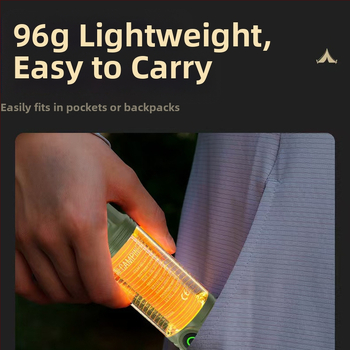 Φωτιστικό LED για κάμπινγκ, επαναφορτιζόμενο, φορητό με κρεμάστρα, χειροκίνητη τροφοδοσία, 1200mAh, 3.7V, LED φως, εμβέλεια 50–100 m, κύριο φως 5h / ζεστό φως 7h