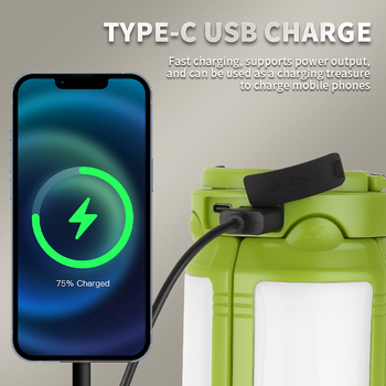 Qimai LED къмпинг лампа, презареждаща се, 5W, вход 5V 1A, вградена 1500mAh 18650 батерия, бутон за натискане