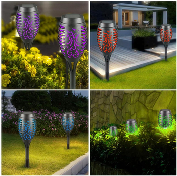 Ηλιακό LED φακό εξωτερικού χώρου σε σχήμα φλόγας, διακοσμητικό φωτιστικό κήπου, χειροκίνητος διακόπτης, 6–12 ώρες λειτουργίας