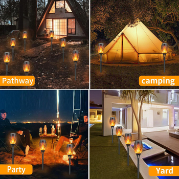 Ηλιακό LED φακό εξωτερικού χώρου σε σχήμα φλόγας, διακοσμητικό φωτιστικό κήπου, χειροκίνητος διακόπτης, 6–12 ώρες λειτουργίας