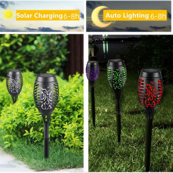 Ηλιακό LED φακό εξωτερικού χώρου σε σχήμα φλόγας, διακοσμητικό φωτιστικό κήπου, χειροκίνητος διακόπτης, 6–12 ώρες λειτουργίας