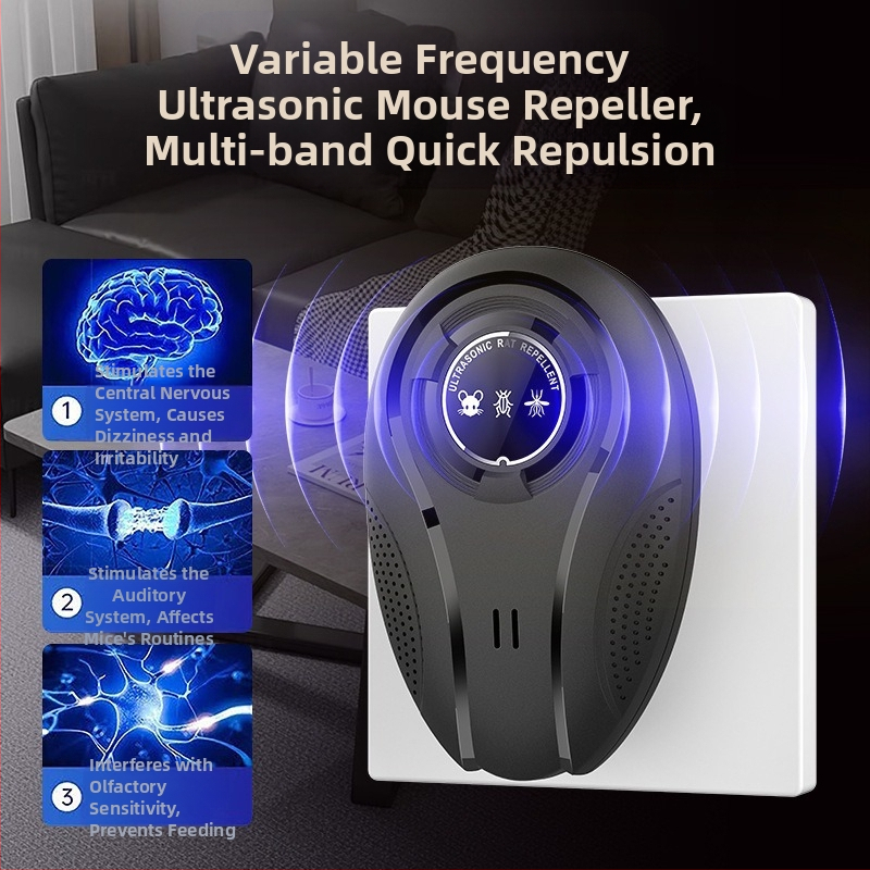 Ултразвуков репелент за мишки, Smart electronic mouse repeller, ABS корпус, напрежение 1.5 V, честотен диапазон 12 kHz–100 kHz