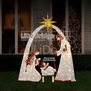 Geležinė Kalėdinė kiemo skulptūra – laimingos šeimos iš trijų asmenų figūra, lazeriu išpjauta, kategorija: personažai, tinkama kiemui, biurui ir šventyklai