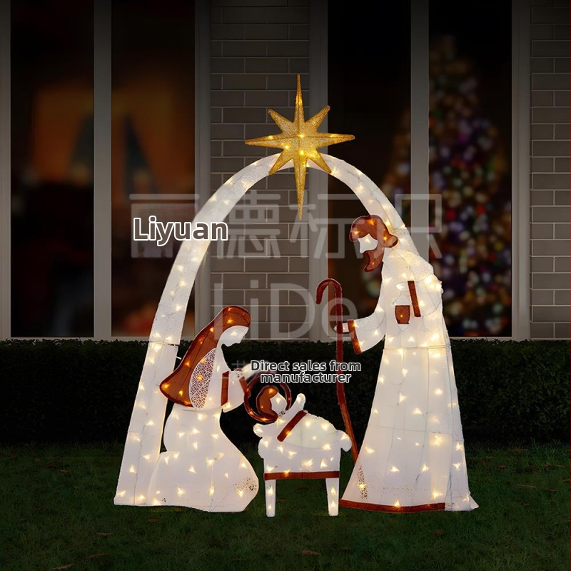 Geležinė Kalėdinė kiemo skulptūra – laimingos šeimos iš trijų asmenų figūra, lazeriu išpjauta, kategorija: personažai, tinkama kiemui, biurui ir šventyklai