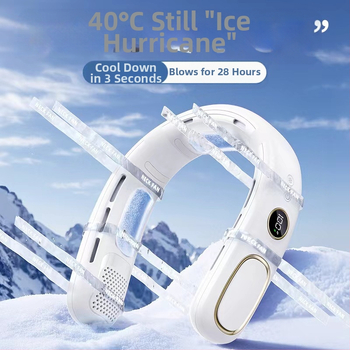 Ανεμιστήρας για τον λαιμό χωρίς λεπίδες με ψύξη ημιαγωγών, USB επαναφορτιζόμενος, ενσωματωμένη μπαταρία, 5 ταχύτητες, κινητήρας χωρίς ψήκτρες