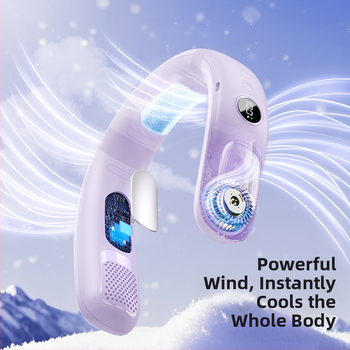 Ανεμιστήρας για τον λαιμό χωρίς λεπίδες με ψύξη ημιαγωγών, USB επαναφορτιζόμενος, ενσωματωμένη μπαταρία, 5 ταχύτητες, κινητήρας χωρίς ψήκτρες