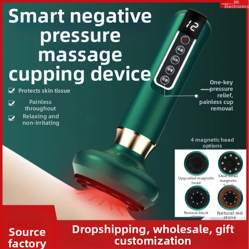 Elektrinis masažo ir kupavimo įrenginys su įkraunama maitinimo šaltiniu, mygtukų valdymas, 4 greičiai, temperatūros reguliavimas, 1200 mAh baterija