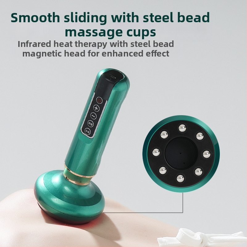 Електрическо устройство за масаж и вакуумен купинг с презареждаема мощност, управление с бутон, 4 скорости, регулация на температурата, батерия 1200 mAh