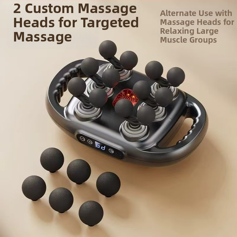 Daugiagalvis fascia masažuoklis su šepetėliu varikliu, 6+ galvų, 5+ pavarų, įmontuota baterija 2000–4000 mAh, triukšmas mažesnis nei 36 dB