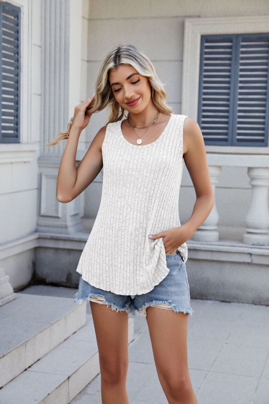 Női ujjatlan kötött felső kerek nyakkal, laza szabás (Poliészter, Magas rugalmasság, Tavasz 2025)