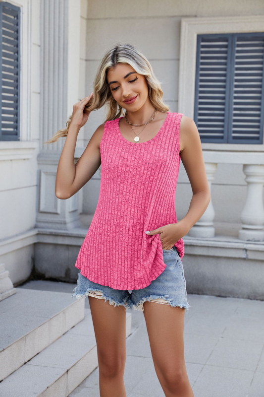 Női ujjatlan kötött felső kerek nyakkal, laza szabás (Poliészter, Magas rugalmasság, Tavasz 2025)