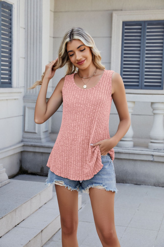 Női ujjatlan kötött felső kerek nyakkal, laza szabás (Poliészter, Magas rugalmasság, Tavasz 2025)