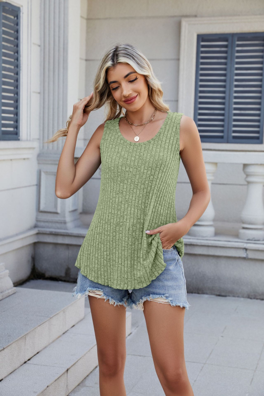 Női ujjatlan kötött felső kerek nyakkal, laza szabás (Poliészter, Magas rugalmasság, Tavasz 2025)