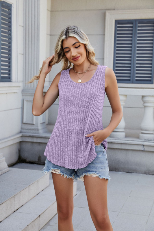 Női ujjatlan kötött felső kerek nyakkal, laza szabás (Poliészter, Magas rugalmasság, Tavasz 2025)