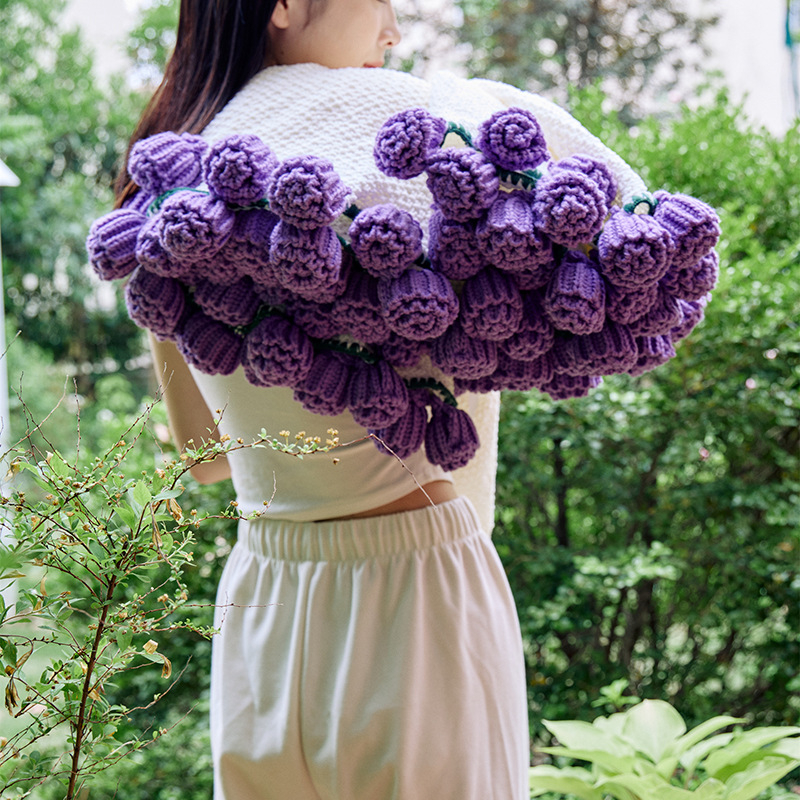 Rankų darbo rožių puokštės pledas, 1000–1499 g poliesteris, gėlių raštas, kaimiško stiliaus, visoms metų laikams