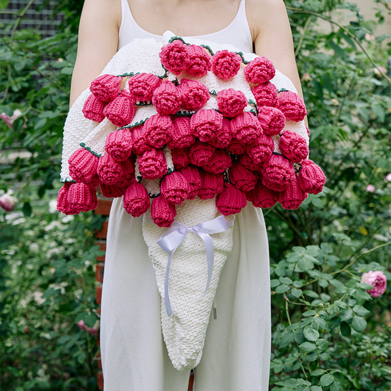 Rankų darbo rožių puokštės pledas, 1000–1499 g poliesteris, gėlių raštas, kaimiško stiliaus, visoms metų laikams